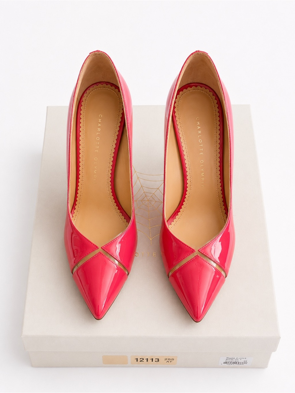 Charlotte Olympia Patent Pointed-Toe Pumps in Bright Pink - Picture 2 of 3